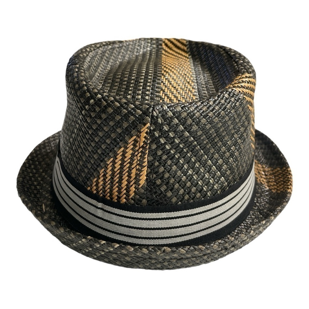 Angela & William Men's Hat L/XL Black & Tan 100% Paper Straw - Picture 5 of 13